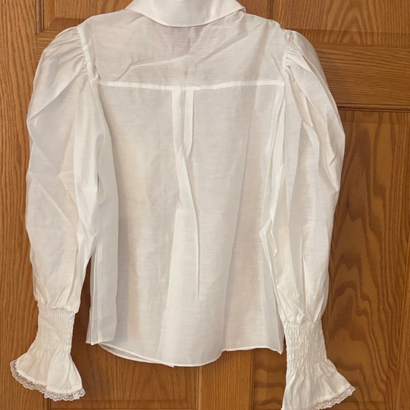 NWT Sister Jane White Button Down Shirt with Puff Sleeves - Picture 6 of 6